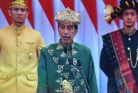 Presiden Jokowi saat menyampaikan pidato pada Sidang Tahunan MPR RI dan Sidang Bersama DPR RI dan DPD RI dalam rangka HUT Ke-77 Proklamasi Kemerdekaan RI, di Ruang Rapat Paripurna, Gedung Nusantara MPR/DPR/DPD RI, Senayan, Jakarta, Selasa (16/08/2022) pagi. (Foto: Humas Setkab/Rahmat)