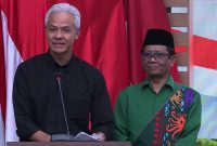 Resmi berpasangan sebagai Capres dan Cawapres dari PDI Perjuangan, Ganjar Pranowo bersama dengan Mahfud MD 