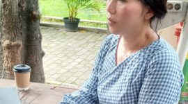 Susanty Artha Gilberthe mengadukan nasibnya ke Polda Metro Jaya Jumat (19/14/2024). 
