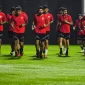 Tim Sepak Bola Bahrain melakukan latihan jelang pertandingan Kualifikasi Piala Dunia 2026 di Lapangan A, kompleks GBK, Senayan, Sabtu (22/3/2025). (ANTARA)