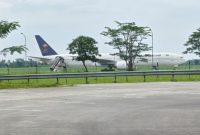ondisi Pesawat Saudi Arabian Airlines yang mendarat darurat di Bandara Kualanamu. (ist)