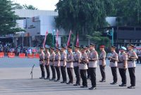 SERTIJAB--Upacara serah terima jabatan (sertijab) sejumlah Pejabat Utama (PJU) dan Kapolres jajaran Polda Metro Jaya dilaksanakan di Lapangan Presisi Ditlantas Polda Metro Jaya, Senin (21/7/2025).