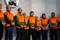 Penampakan sebelas tersangka kasus dugaan pemerasan yang emelibatkan Wamenaker Immanuel Ebenezer (ist)