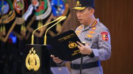 Kapolri Jenderal Pol Listyo Sigit Prabowo melantik dan melakukan serah terima jabatan (sertijab) sejumlah pejabat tinggi Polri, Selasa (19/8/2025). (Humas Polri)