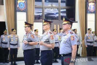 Upacara kenaikan pangkat dan dalam golongan Perwira Tinggi (Pati) Polri di Gedung Rupatama Mabes Polri, Jakarta, Kamis (19/3/2026). (ANTARA)
