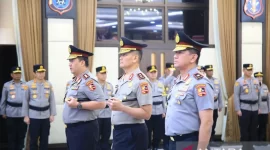 Upacara kenaikan pangkat dan dalam golongan Perwira Tinggi (Pati) Polri di Gedung Rupatama Mabes Polri, Jakarta, Kamis (19/3/2026). (ANTARA)