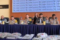 Gelar jumpa Pers  di Polres Jakarta Pusat, Jumat (20/3)