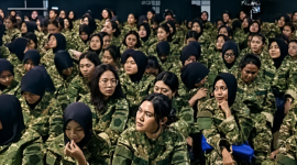 Peserta program KDMP mengikuti program latihan militer.(ist)